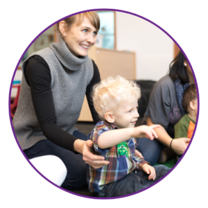 child and parent in circle time